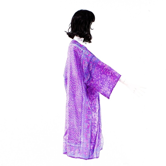 VTG 70's ZODIAC India Hand Blocked Kimono BOUTI - Picture 3 of 6